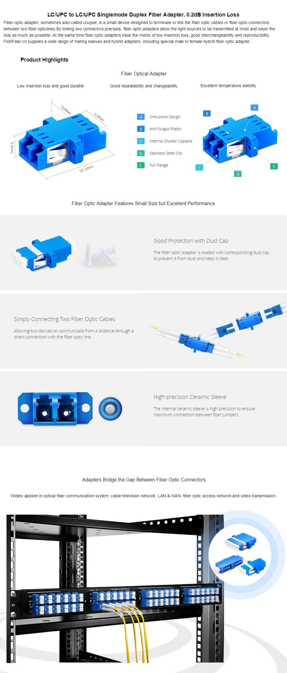 Adapter quang LC/UPC