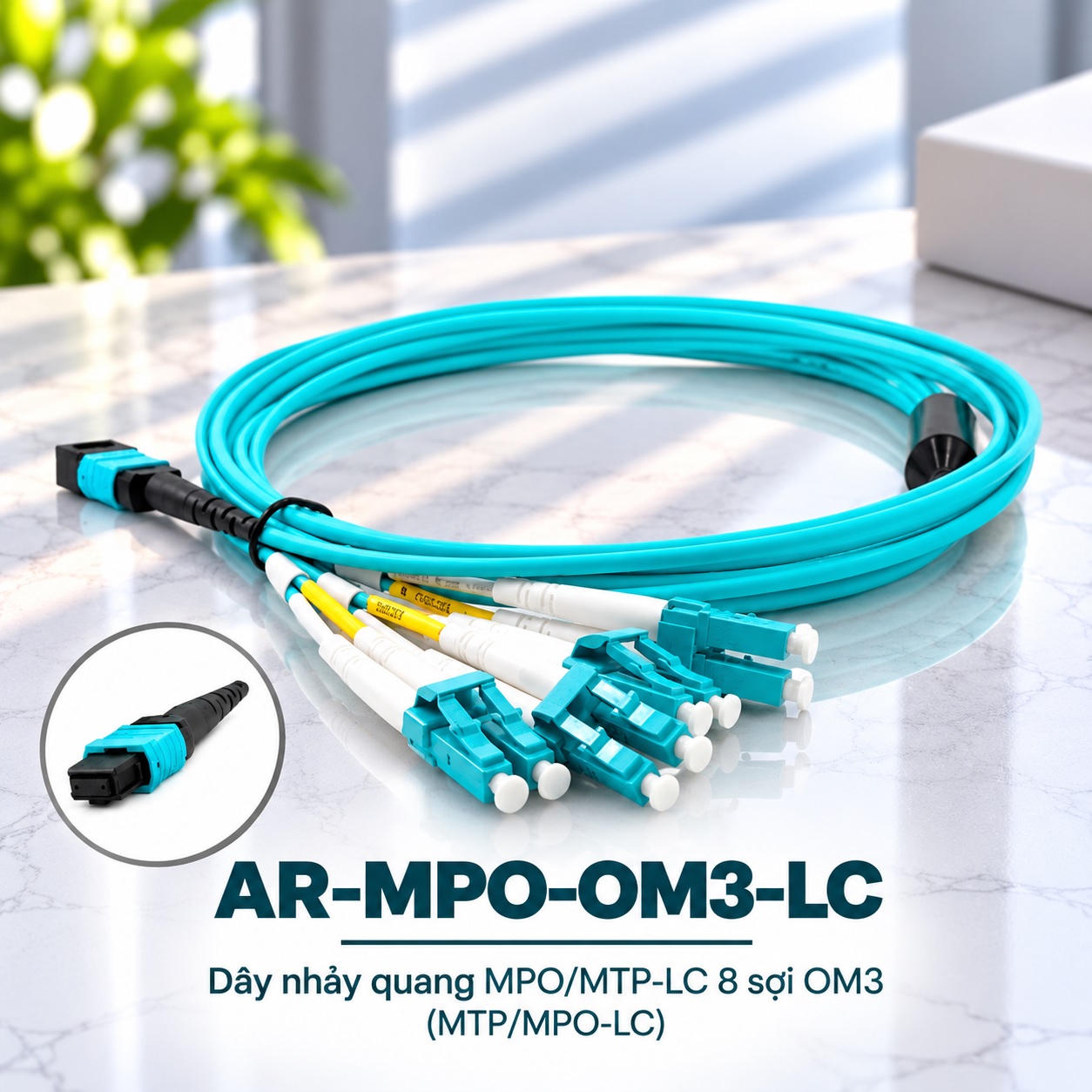 AR-MPO-OM3-LC: Dây nhảy quang MPO/MTP-LC 8 sợi OM3 (MTP/MPO-LC)