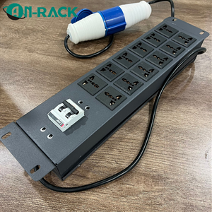 Thanh nguồn PDU 12 ổ cắm đa năng + jack cắm công nghiệp