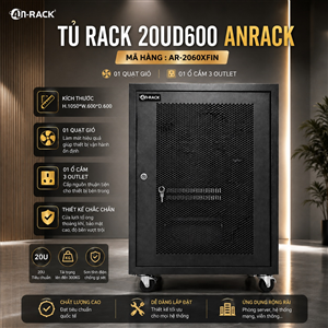 Tủ mạng 20U sâu D600 hiệu AnRack, mã  AR-2060XFIN