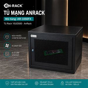 Tủ mạng, tủ rack 10U sâu 500 màu ĐEN hiệu AnRack, mã AR-1050XF