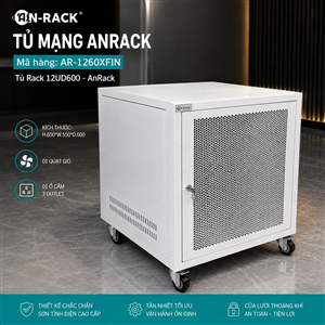 Tủ Mạng, Tủ Rack 12U sâu 600 màu GHI TRẮNG hiệu AnRack, mã AR-1260XFIN