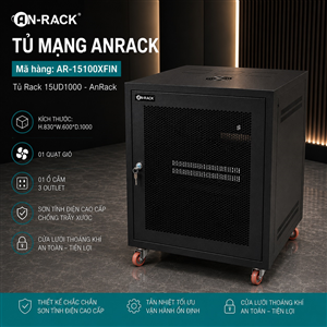 Tủ Mạng, Tủ Rack 15U sâu 1000 màu GHI, TRẮNG, ĐEN, hiệu AnRack, mã AR-15100XFIN