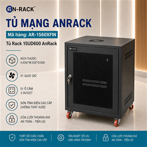Tủ mạng, tủ Rack 15U sâu 600 màu ĐEN, hiệu AnRack, mã AR-1560XFIN