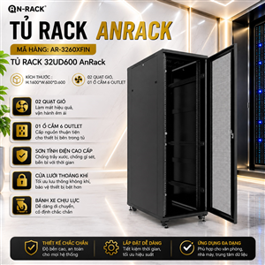 Tủ Rack 32U sâu D600 màu ĐEN, hiệu AnRack, mã AR-3260XFIN