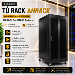 Tủ Rack 36U sâu D1000 hiệu AnRack, mã AR-36100XFIN