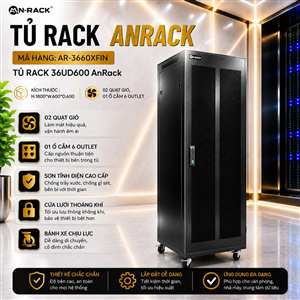 Tủ Rack 36U sâu D600  hiệu AnRack, mã AR-3660XFIN