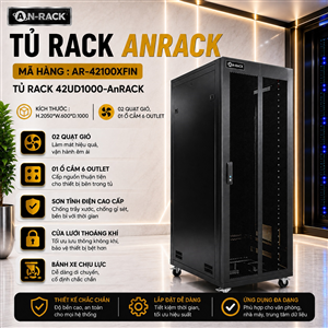 Tủ Rack 42U sâu D1000 hiệu AnRack, mã AR-42100XFIN