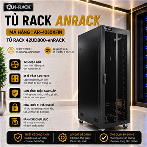 Tủ Rack 42U sâu D800 hiệu AnRack, mã AR-4280XFIN